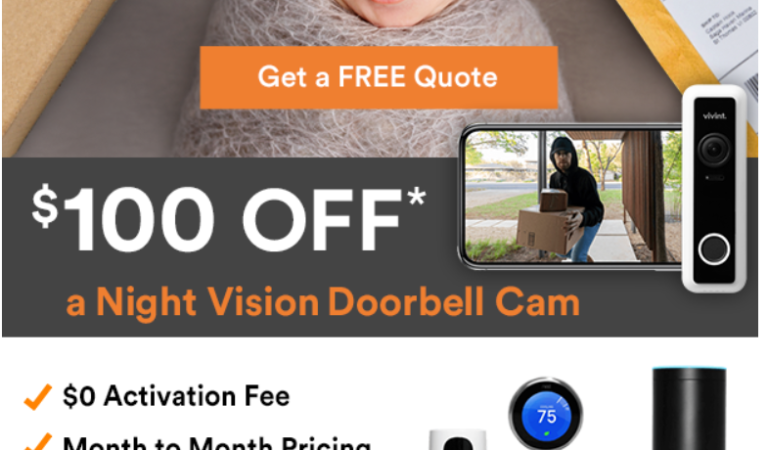 Vivint – $100 off night vision doorbell cam!